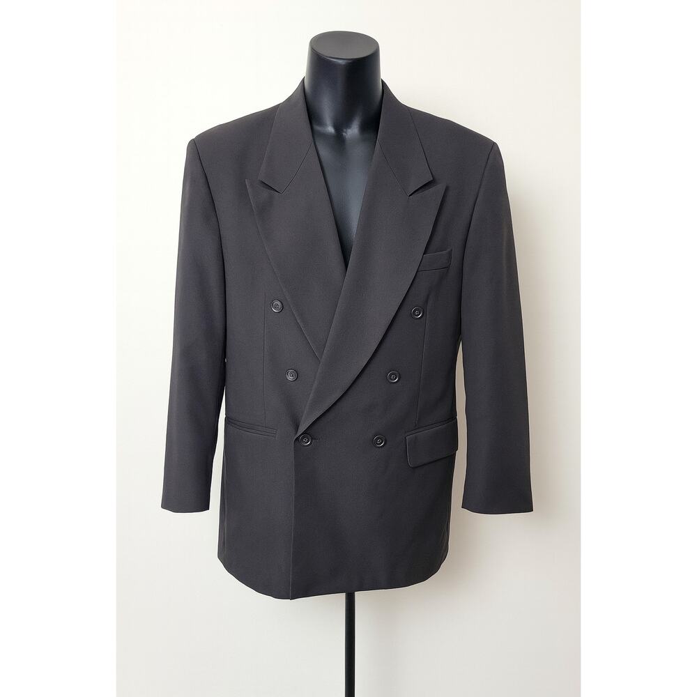 Julian Loren Men’s 44R Double Breasted Black Suit Jacket Blazer Classic‎ Formal